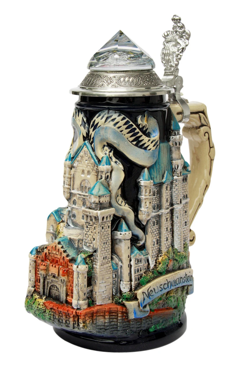 Neuschwanstein Castle 3D Beer Stein With Faceted Crystal Lid - Image 5