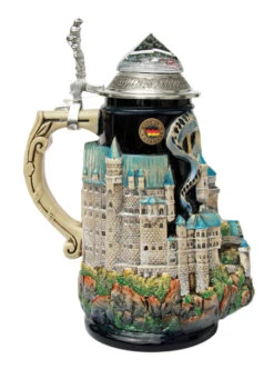Neuschwanstein Castle 3D Beer Stein With Faceted Crystal Lid
