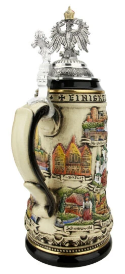 Neuschwanstein Castle German Beer Stein With Eagle Lid -Zimmermann Shop Neuschwanstein Castle German Beer Stein with Eagle Lid ZB1424S9009 Back SM 07922.1618350124