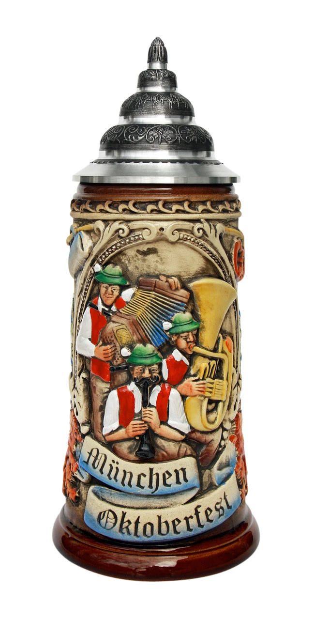 Oktoberfest Oompah Band Beer Stein Brown Rustic 1 Oktoberfest Oompah Band Beer Stein Brown Rustic