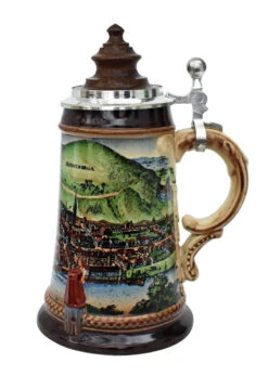 Old Heidelberg Beer Stein With Wood Lid -Zimmermann Shop Old Heidelberg Wooden Lid Beer Stein K465H RS SM 65639.1401733847
