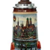 Old Munich Beer Stein With Wood Lid