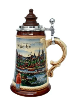 Old Munich Beer Stein With Wood Lid -Zimmermann Shop Old Munich Wooden Lid Beer Stein K465M RS SM 45947.1401733875