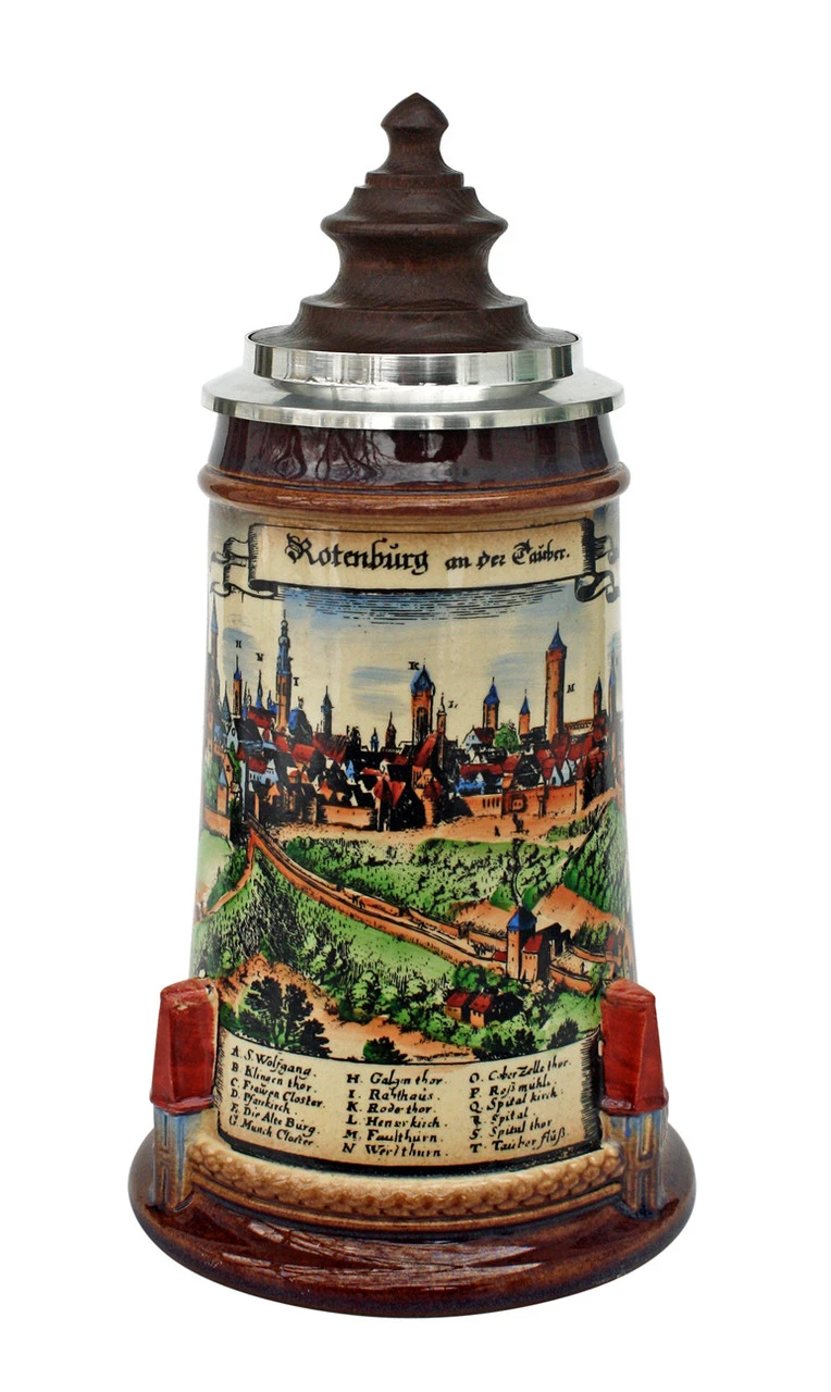 Old Rothenburg Beer Stein With Wood Lid 2 Old Rothenburg Beer Stein With Wood Lid - Image 2