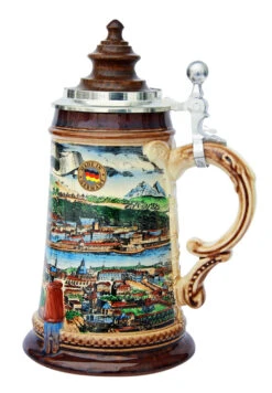 Old Salzburg Beer Stein With Wood Lid -Zimmermann Shop Old Salzburg Beer Stein K465HS RS SM 51064.1401398658