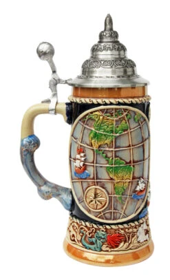 Old World Globe Four Elements Beer Stein -Zimmermann Shop Old World Map Beer Stein K338 LS SM 37665.1416684451