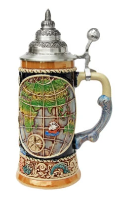 Old World Globe Four Elements Beer Stein -Zimmermann Shop Old World Map Beer Stein K338 RS SM 39078.1416684448