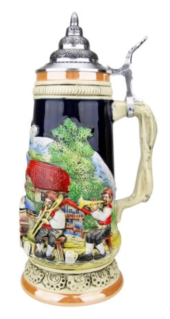 Alpine Oompah Band Beer Stein | 1 Liter -Zimmermann Shop Oompah Band in the Alps German Beer Stein K350K RS SM 00289.1523737075