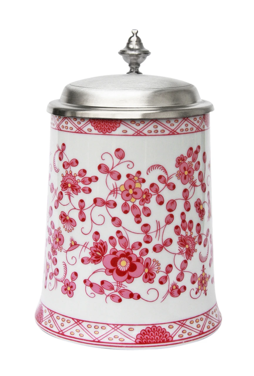 Zimmermann Pink Flowers Porcelain Beer Stein 2 Zimmermann Pink Flowers Porcelain Beer Stein - Image 2