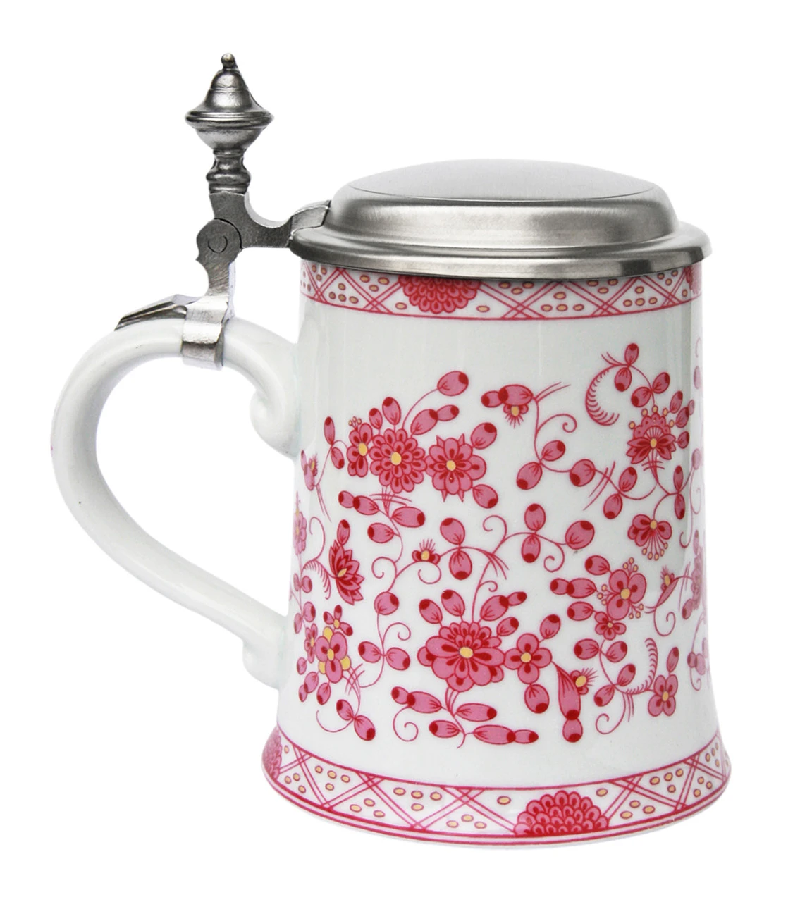 Zimmermann Pink Flowers Porcelain Beer Stein 3 Zimmermann Pink Flowers Porcelain Beer Stein - Image 3