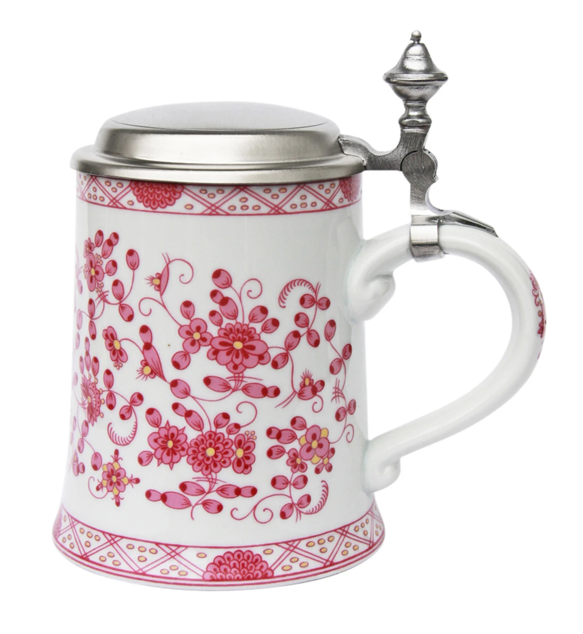 Zimmermann Pink Flowers Porcelain Beer Stein 1 Zimmermann Pink Flowers Porcelain Beer Stein