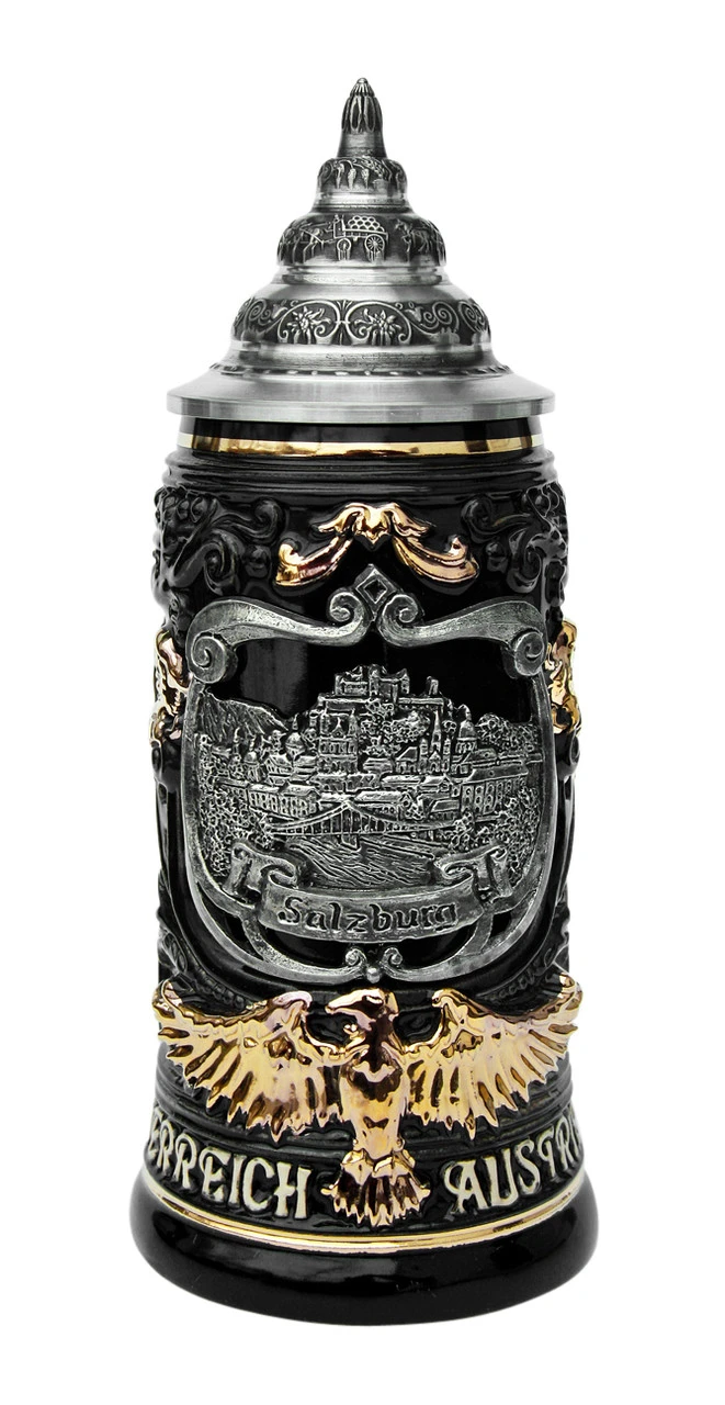 Salzburg Eagle Handle Beer Stein 0.4 Liter 1 Salzburg Eagle Handle Beer Stein 0.4 Liter