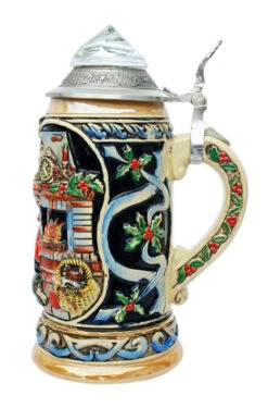 Santa Christmas Beer Stein With Faceted Crystal Lid -Zimmermann Shop Santa Beer Stein with Crystal Lid K042K RS SM 58176.1507300261