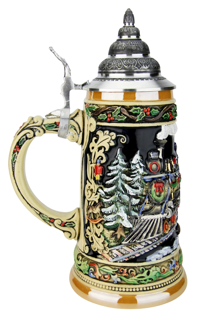 Santas Train German Christmas Beer Stein 5 Santas Train German Christmas Beer Stein - Image 5