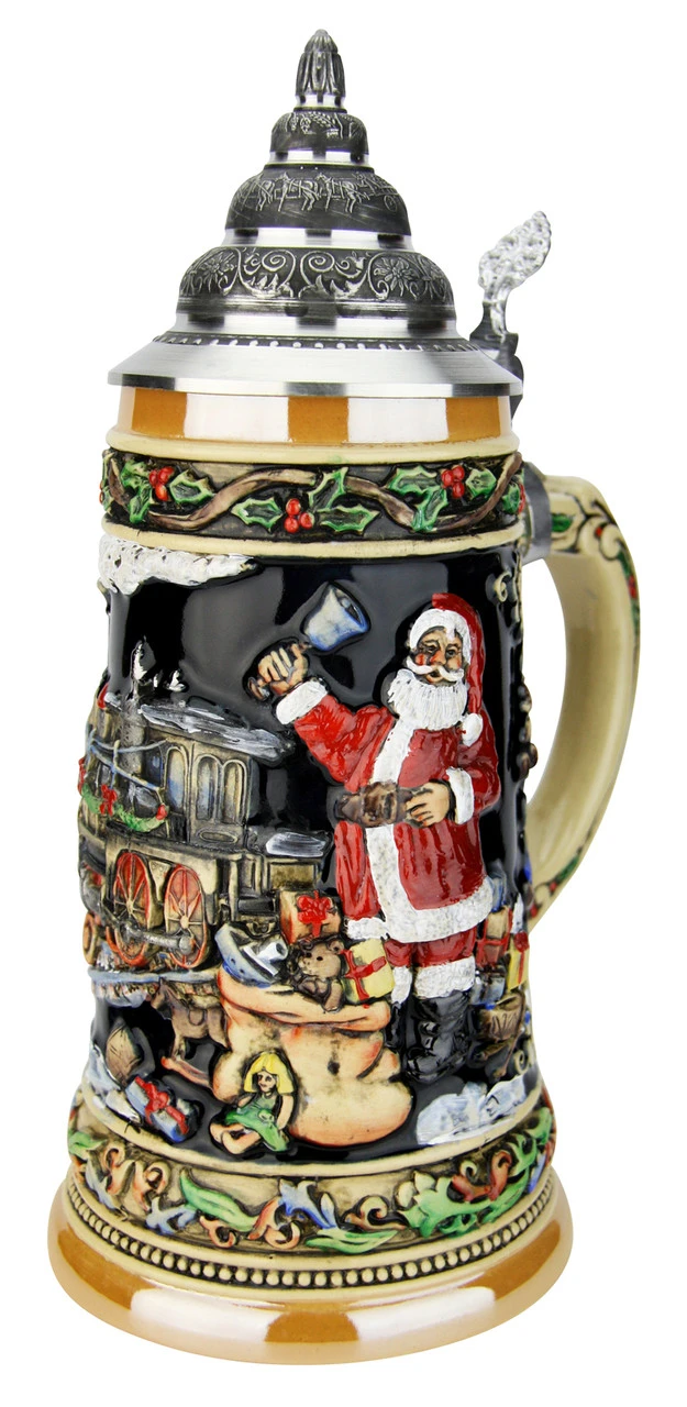 Santas Train German Christmas Beer Stein 2 Santas Train German Christmas Beer Stein - Image 2