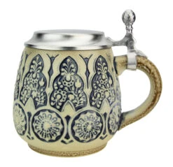 Stylized Plants Traditional Salt Glaze Beer Stein | Light Finish -Zimmermann Shop Stylized Plants Traditional Salt Glaze Beer Stein Cream Finish K6003SB 2 RS SM 58368.1605808497
