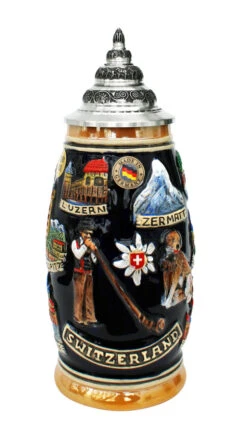 Swiss Horn German Beer Stein 5 Swiss Horn German Beer Stein -Zimmermann Shop Switzerland German Beer Stein K507BS FNT SM 28159.1401732785