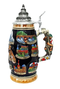 Swiss Horn German Beer Stein 6 Swiss Horn German Beer Stein -Zimmermann Shop Switzerland German Beer Stein K507BS RS SM 48001.1401732781