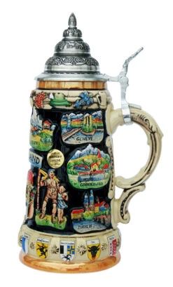 Switzerland Commemorative Beer Stein 5 Switzerland Commemorative Beer Stein -Zimmermann Shop Switzerland Panorama Beer Stein K309SW RS SM 23908.1401399247