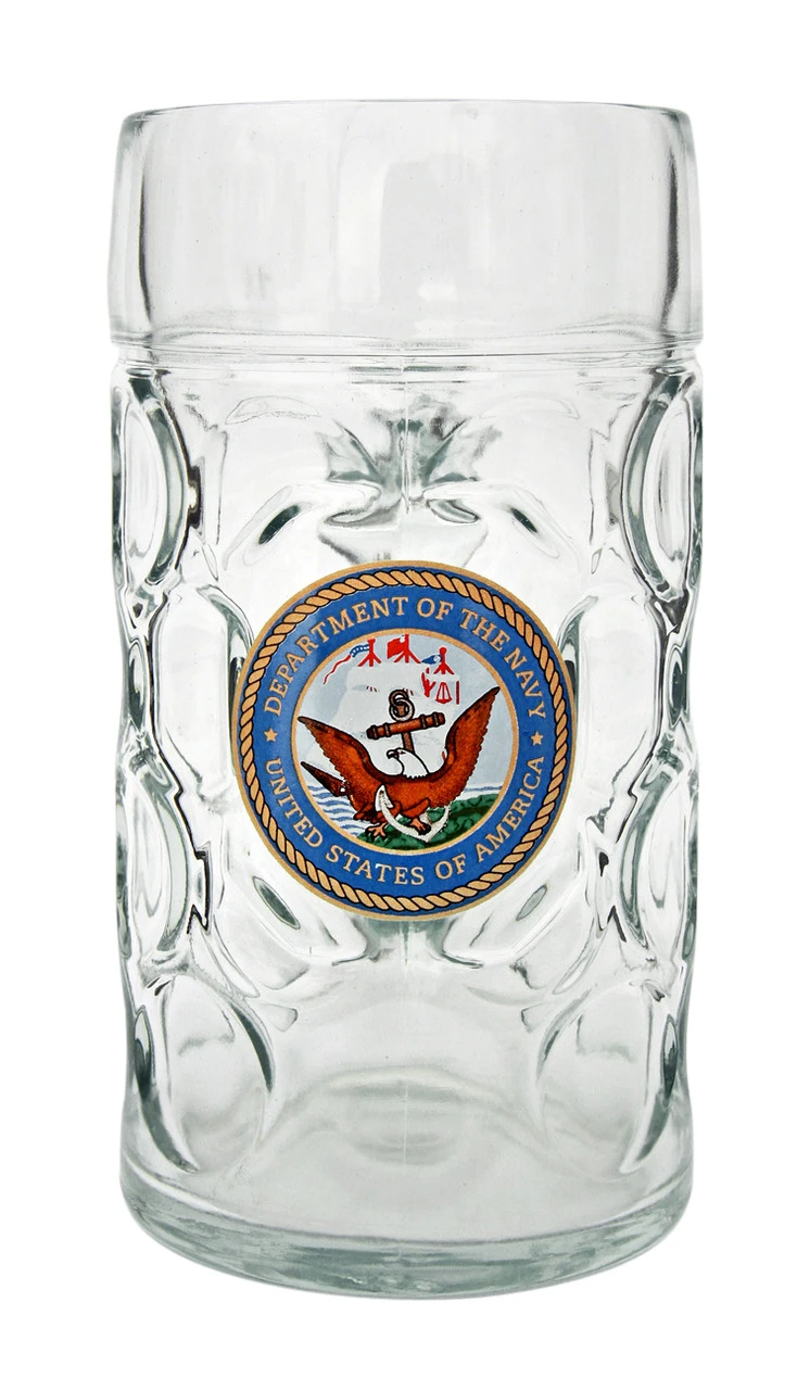 US Navy Dimpled Oktoberfest Glass Beer Mug 1 Liter 3 US Navy Dimpled Oktoberfest Glass Beer Mug 1 Liter - Image 3