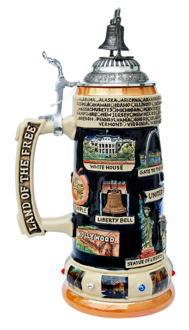 United States Panorama Beer Stein With Liberty Bell Lid 2 United States Panorama Beer Stein With Liberty Bell Lid - Image 2