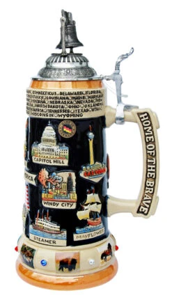 United States Panorama Beer Stein With Liberty Bell Lid 6 United States Panorama Beer Stein With Liberty Bell Lid -Zimmermann Shop United States Panorama Beer Stein K309LB RS SM 66679.1423694125