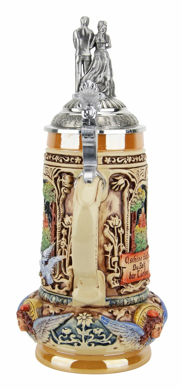 Wedding Beer Stein With Pewter Bride And Groom Figure Lid - Image 4
