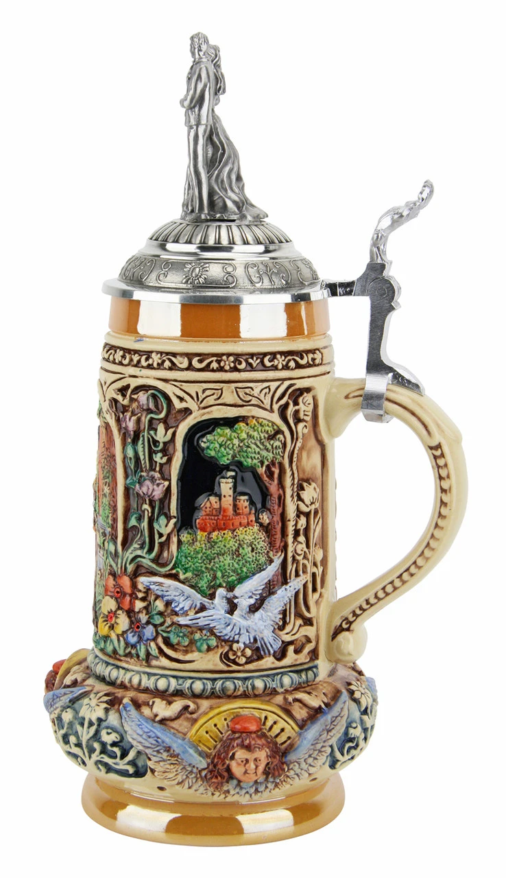 Wedding Beer Stein With Pewter Bride And Groom Figure Lid - Image 3